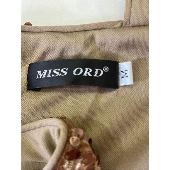 Miss Ord Mocha Sequin Velvet Square Neck Sleeveless Maxi Formal Dress Sz M - Picture 6 of 9